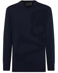 Philipp Plein - Truien & Vesten ,Blauw ,Katoen Pullover Round Neck Skull&Bones - Lyst