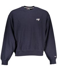 Tommy Hilfiger - Hoodies & Sweatvesten ,Blauw ,Katoen Blauwe Pullover Met Logo Detail - Lyst