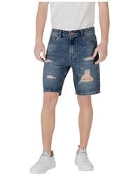 Gianni Lupo - Ripped Effect Cotton Shorts - Lyst