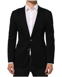 Dolce & Gabbana - Jassen ,Zwart ,Leer Viscose 2-Button Suit Jacket Blazer - Lyst