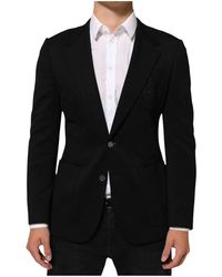 Dolce & Gabbana - Jassen ,Zwart ,Leer Viscose 2-Button Suit Jacket Blazer - Lyst