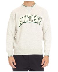 Autry - Hoodies & Sweatvesten ,Grijs ,Katoen Grijze Trui Met Contrastbies - Lyst