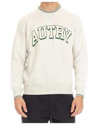 Autry - Hoodies & Sweatvesten ,Grijs ,Katoen Grijze Trui Met Contrastbies - Lyst