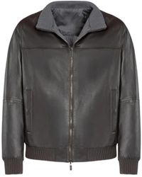 Gimo's - Jassen ,Grijs ,Nylon Omkeerbaar Lammy Bikerjack Met Centrale Rits - Lyst