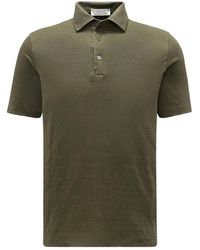 FILIPPO DE LAURENTIIS - Tops ,Groen ,Linnen Korte Mouw Linnen Polo Donkergroen - Lyst