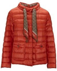 Herno - Jassen ,Oranje ,Katoen Button-Up Puffer Jacket - Lyst