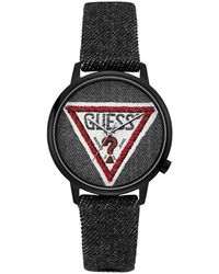 Guess - Schwarze textiluhr quarz analog edelstahl - Lyst