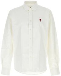 Ami Paris - Overhemden ,Wit ,Katoen Classic Ls Shirt - Lyst