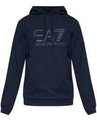 EA7 - Hoodies & Sweatvesten ,Blauw ,Katoen Hoodie - Lyst