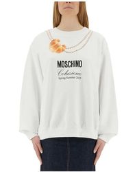 Moschino - Hoodies & Sweatvesten ,Wit ,Katoen Sweatshirts - Lyst