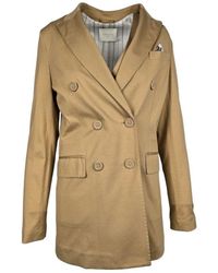 Circolo 1901 - Jassen ,Bruin ,Katoen Camelkleurig Double-Breasted Jas Van Katoen - Lyst
