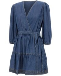 HUGO - Kleedjes ,Blauw ,Denim Crossover V-Neck Short Dress - Lyst