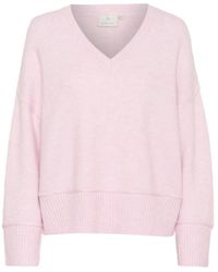 Kaffe - Truien & Vesten ,Paars ,V-Hals Truien - Lyst