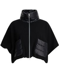 Herno - Jassen ,Zwart ,Wol Korte Poncho Van Wol En Kasjmier - Lyst