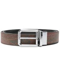 Etro - Accessoires ,Rood ,Leer Omkeerbare Paisley Leren Riem - Lyst