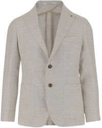 Tagliatore - Leinenmischung Einreihige Jacke Mit Hahnentrittmuster - Lyst