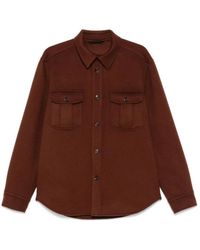 Brioni - Jassen ,Bruin ,Wol Chocoladebruine Geborstelde Wollen Overhemd - Lyst
