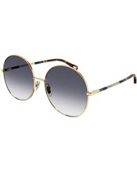 Chloé - Accessoires ,Grijs ,Leer Zonnebril - Lyst