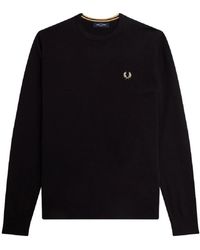 Fred Perry - Hoodies & Sweatvesten ,Zwart ,Katoen Klassieke Trui Met Ronde Hals - Lyst