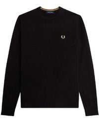 Fred Perry - Hoodies & Sweatvesten ,Zwart ,Katoen Klassieke Trui Met Ronde Hals - Lyst