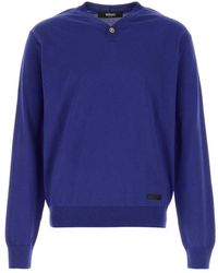 Versace - Seiden-Baumwollstrickpullover Mit V-Ausschnitt - Lyst