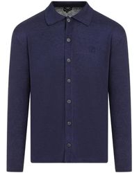 Giorgio Armani - Blaue leinen cardigan sweater ss24 - Lyst