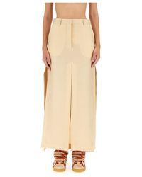 Lanvin - Rokken ,Leer Lange Getailleerde Rok Met Split - Lyst