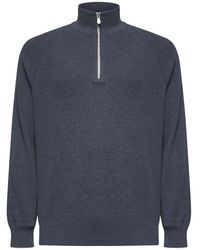 Brunello Cucinelli - Grijze Sweater Met Ritssluiting - Lyst
