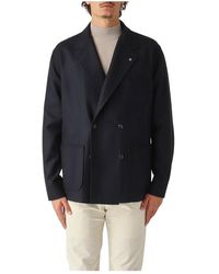 Tagliatore - Jassen ,Blauw ,Wol Double-Breasted Wollen Jas - Lyst