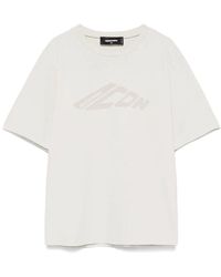 DSquared² - Hellgrau logo print crew neck t-shirt - Lyst