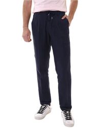 40weft - Pantaloni chino blu in lino - Lyst