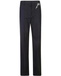 Prada - Broeken ,Blauw ,Wol Blauwe Wollen Broek Elegant Chic Broche - Lyst