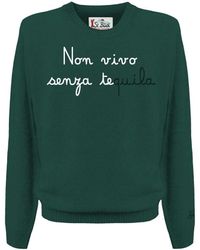 MC2 Saint Barth - Grüner Pullover Mit Rundhalsausschnitt Und Stickerei - Lyst