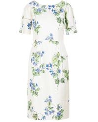 Prada - Vestido Midi Floral Nude & Neutrals, Mujer, Talla - Lyst