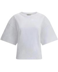 DARKPARK - Tops ,Wit ,Katoen Elegante Gedrapeerde Katoenen T-Shirt - Lyst
