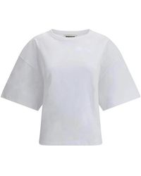 DARKPARK - Tops ,Wit ,Katoen Elegante Gedrapeerde Katoenen T-Shirt - Lyst