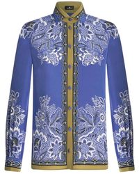 Etro - Blauw Bloemenprint Zijden Overhemd - Lyst