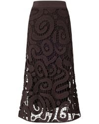 Pinko - Rokken ,Bruin ,Nylon Maestrale Crochet Midi Rok - Lyst