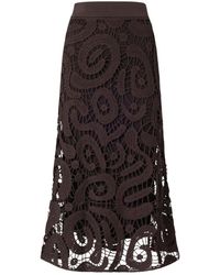 Pinko - Rokken ,Bruin ,Nylon Maestrale Crochet Midi Rok - Lyst