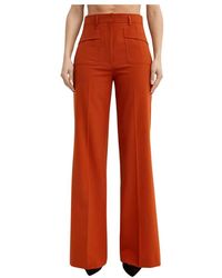 Fay - Broeken ,Oranje ,Katoen Oranje Palazzo Broek Hoge Taille - Lyst