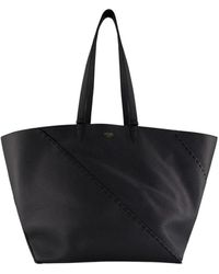 Fendi - Stijlvolle Zwarte Leren Shopper Tas - Lyst