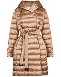 Max Mara - Jassen ,Bruin ,Polyester Novef Quilted Down Coat - Lyst