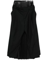 Junya Watanabe - Rokken ,Zwart ,Wol Zwarte Wol Plooibroek - Lyst