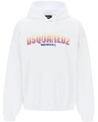 DSquared² - Hoodies & Sweatvesten ,Wit ,Katoen Zonsondergangsverloop Logo Hoodie - Lyst