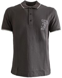 Versace - Tops ,Grijs ,Katoen Kort Mouw Katoenen Grijze Polo Shirt - Lyst