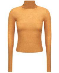Roberto Cavalli - Truien & Vesten ,Geel ,Wol Gele Fijngebreide Turtleneck Trui - Lyst