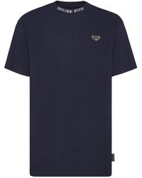 Philipp Plein - Tops ,Blauw ,Katoen T-Shirt Round Neck Ss Tm - Lyst