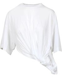 Sportmax - Tops ,Wit ,Katoen Witte Katoenen Crew Neck Shirt - Lyst