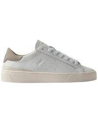 Date - Schoenen ,Wit ,Katoen Witte Leren Lage Sneakers - Lyst