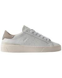Date - Schoenen ,Wit ,Katoen Witte Leren Lage Sneakers - Lyst